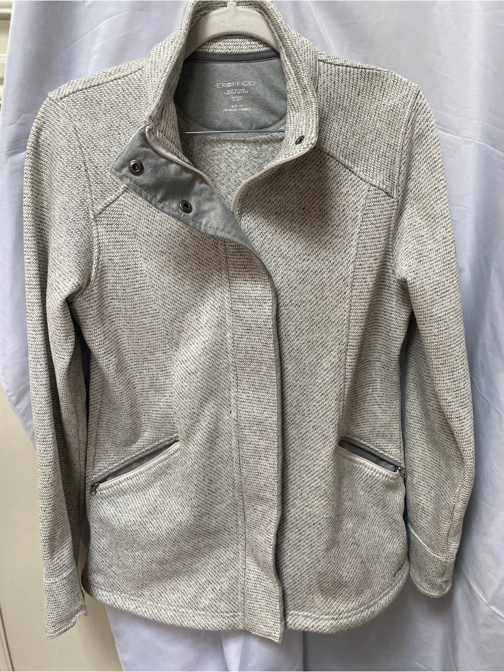 ExOfficio Women's Light Gray Zip-Front Jacket Medium